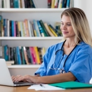 Nurse working at a computer