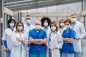 Group of doctors with face masks