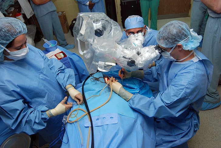 Surgical team in an operating room