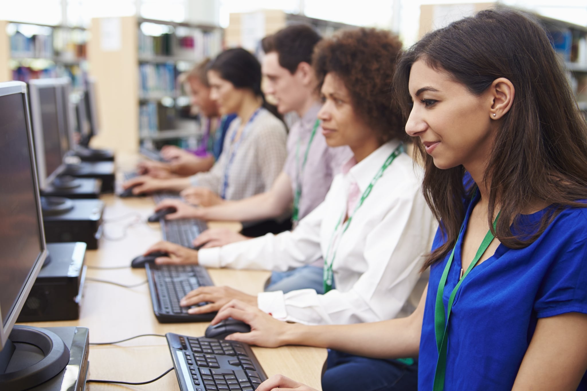 Students looking at computers