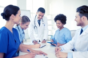 Team of medical professionals at a table