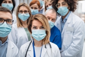 Group of doctors wearing face masks