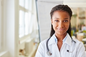 Close up of African-American medical professional