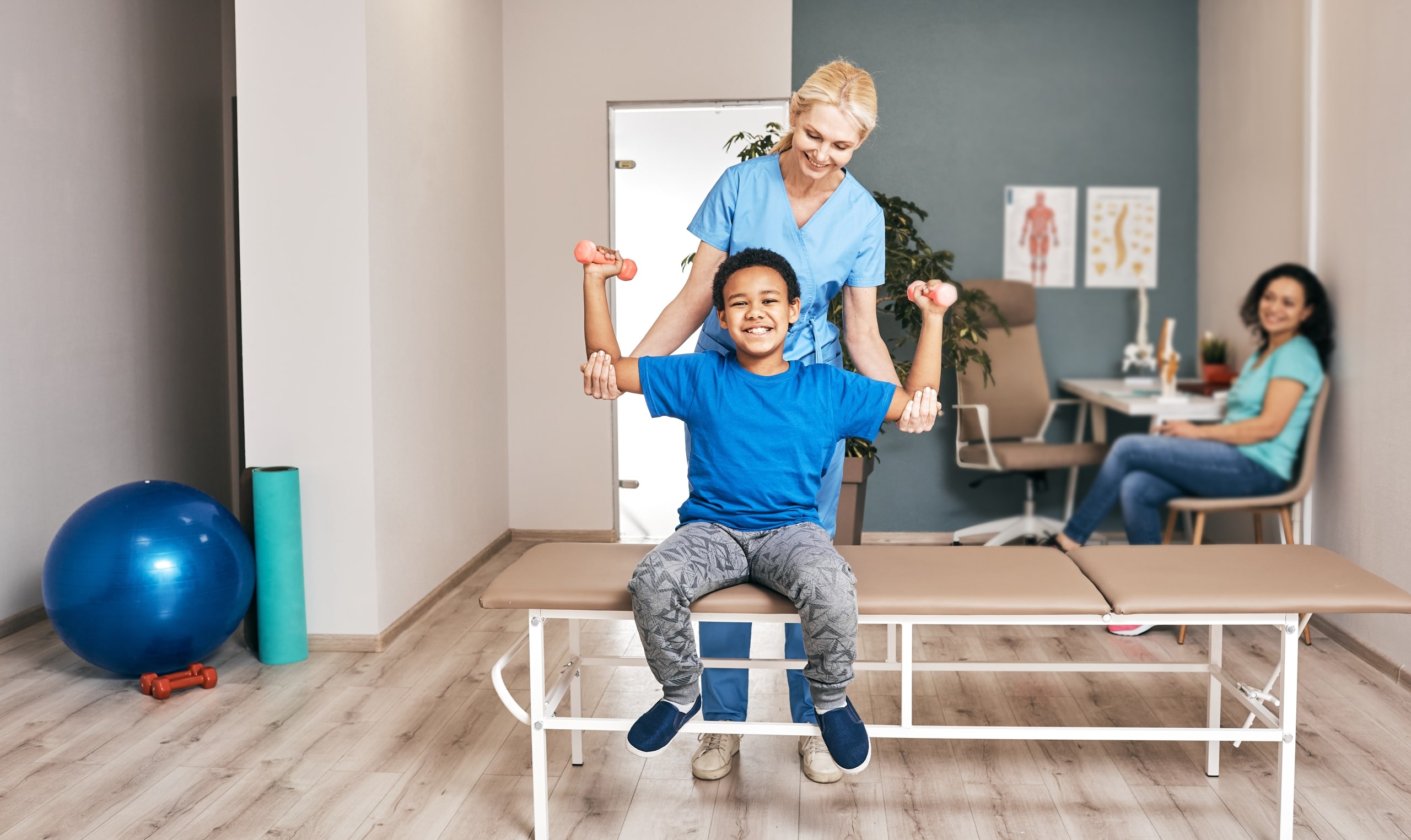 Nurse with a young male patient