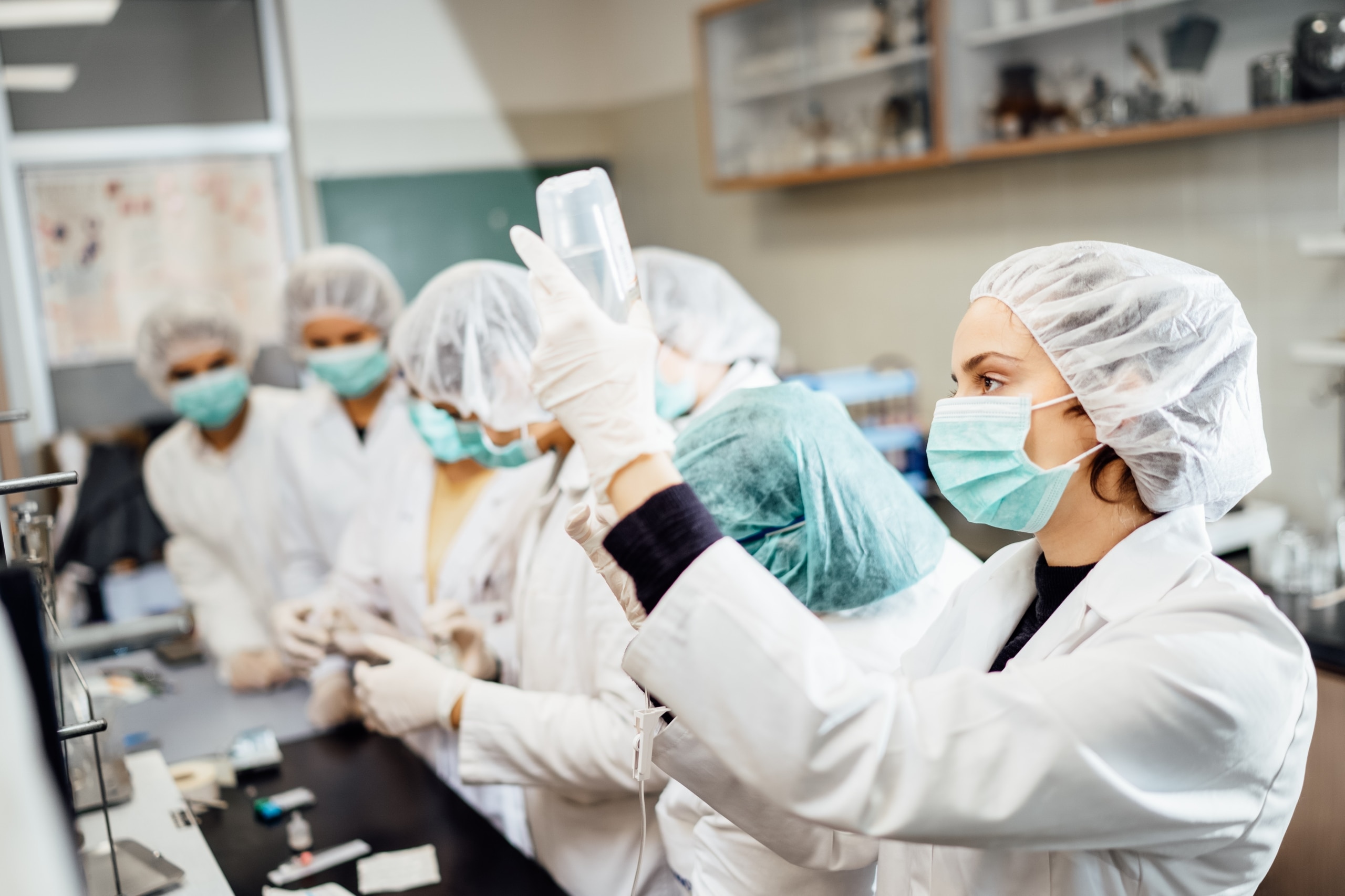 Team of medical professionals in a laboratory