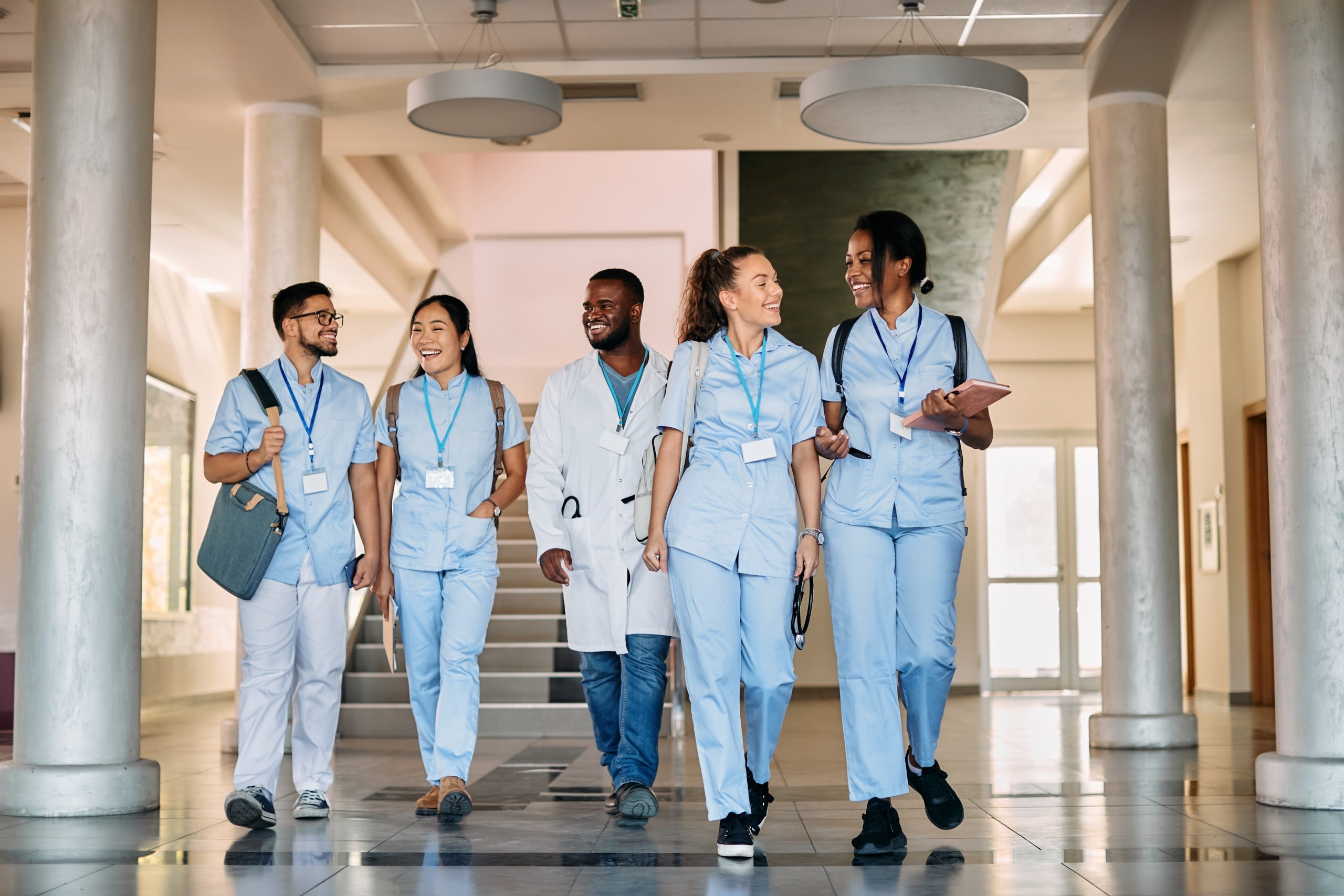 Multi-ethnic group of nursing students